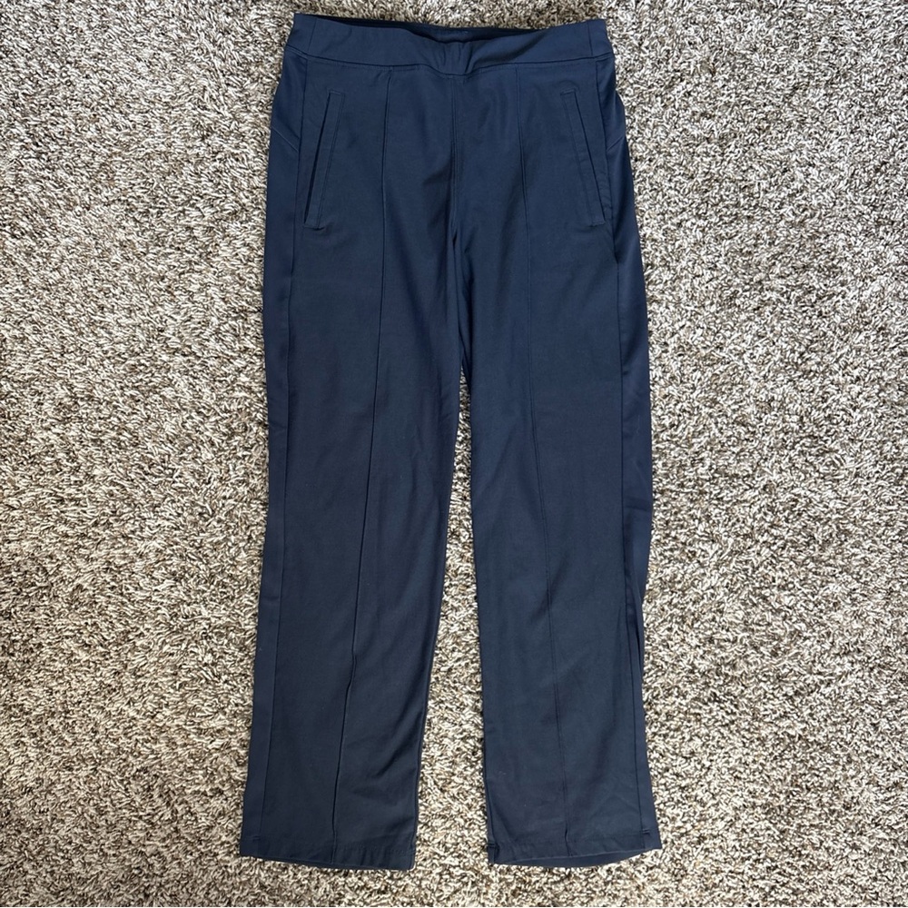 Athleta Headlands Hybrid Straight Leg Pants Womens 8 Pull On Stretch Navy